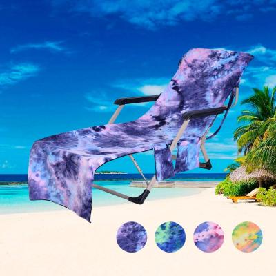 China 2021 Amazon hot sale link dye beach towels microfiber beach chair towel compressed beach chair towel with pocket for sale