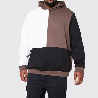 China High Quality 100% French Heavy Terry Color Block Streetwear Pullover Hoodie LOGO Mens Plus Size Cotton Anti-Wrinkle Custom Made For Men for sale