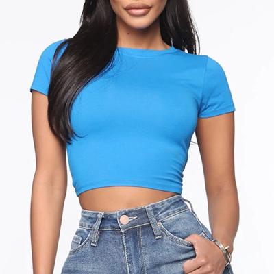 China Custom Women's Breathable Crop Top OEM 100% Cotton T-shirt Lightweight Mask Sexy Women's Fitness Crop Top Tees for sale