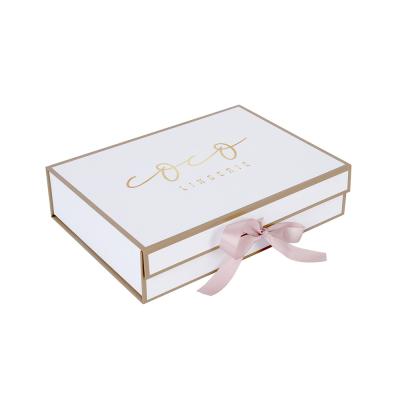 China OEM Handmade Luxury Custom Satin Lined Cardboard Gift Boxes For Hair Extension Packaging Box With Rigid Ribbon Magnetic Paper Gift Boxes for sale