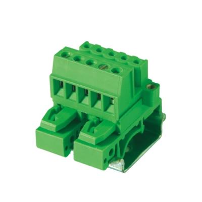 China PA66 Supu Green Female Pluggable Connector Pitch 5.08mm With Rail for sale