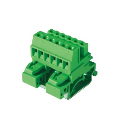 China PA66 Supu Green Female Pluggable Screw Connector Pitch 5.08mm With Rail for sale