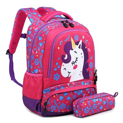 China Waterproof 2 in 1 School Animal Backpack Unicorn Student Bookbags Teen Girls Lightweight Children 3d Zoo Backpack Sets With Pencil Case for sale