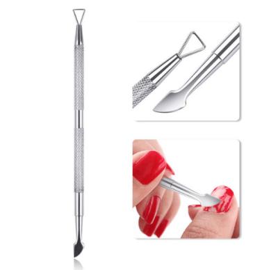 China 1 Pc Silver Rose Gold Stainless Steel Triangle Stick Rod UV Gel Remover Nail Cuticle Pusher Manicure Nail Art Tool Acces for sale