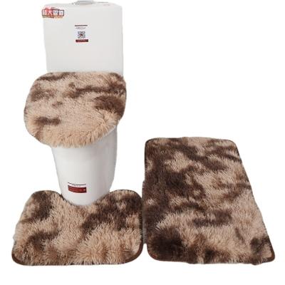 China 3PCS Toilet Mat Set Christmas Bathroom Non-Slip Sustainable Cover and Lid Cover for sale