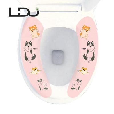 China Sustainable Modern Style Soft Feet Feeling Polyester Toilet Seat Cover With Dogs Pattern for sale