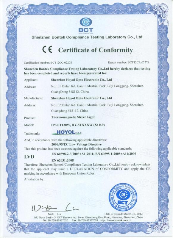 CE - Shenzhen HOYOL Intelligent Electronics Co.,Ltd