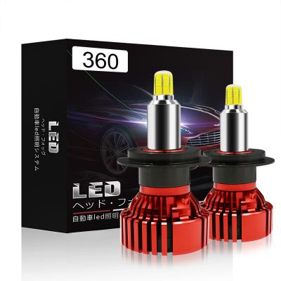 China New Arrival 360 H4 H7 Aluminum Car Head Lights Lux De Led Para Automobiles 3d 6 Sided Led Headlamp for sale