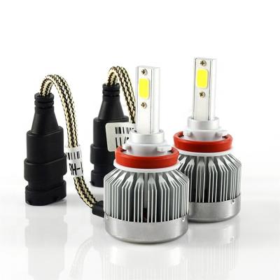 China Factory Supply C1 Quality Supply Car LED Lamp Aluminum Fanless Auto Bulb Headlights Aluminum Kit White Light Hot Selling 12V 2PCS H8/H9/H11 Good Price for sale