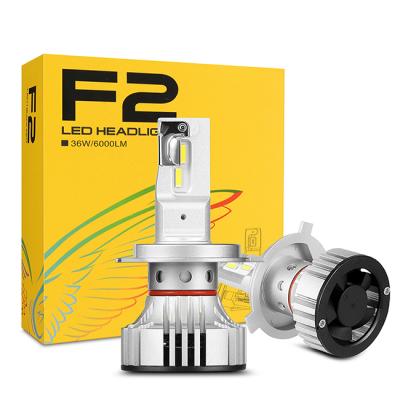 China Factory Supply F2 Auto Parts Supply Car LED Aluminum Headlight Bulb Auto Lamp CSP Chip 72W 6000 Lumen White Light H7 H11 H16 H27 HB3 HB4 H4 H13 for sale