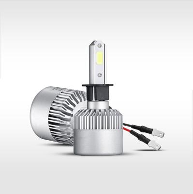 China Factory Supply S2 Aluminum Car LED Headlight Bulb All In One White Color Light Vehicle Auto Lamp 8000lm 72W COB/CSP Headlight Chips H3 for sale