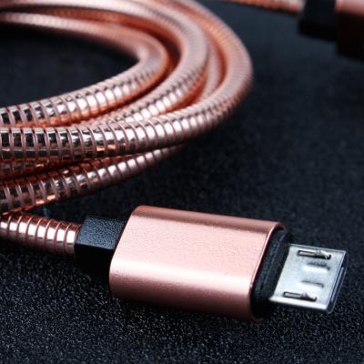 China Spring stainless steel metal braided usb data charging cable for iphone for HUAWEI samsung android High speed for sale