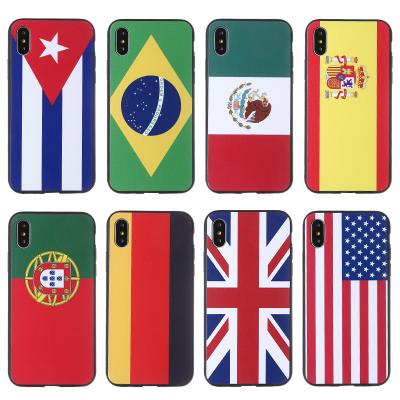 China Top selling UK Germany USA Brazil Spain international flags pattern custom logo cell phone case for iphone 8 for sale