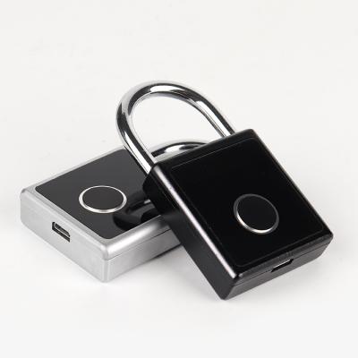 China Alloy+ 304 Stainless Steel Mini Usb Charging Smart Padlock Aluminum Cabinet Fingerprint Lock Bag Padlock for sale