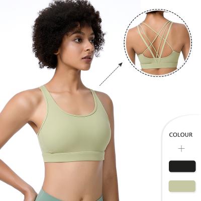 China New Antibacterial Sports Running Fitness Beauty Back Yoga Bra White Sports Sports Top Essential Bra for sale