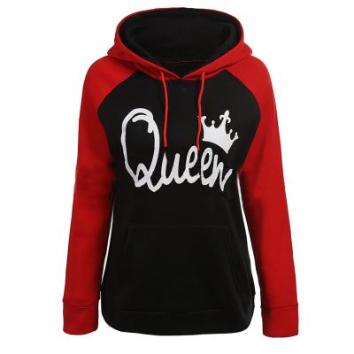 China QUICK DRY QUICK DRY border stitching partner side hoodie crew neck autumn new arrival leisure pullover couples red printing hoodie for sale