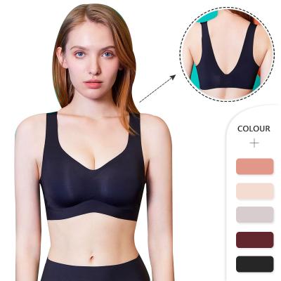 China Comfy Bare Pump No Ring Steel One Piece Anti-exposure Hook And Eye Closure UnderwearVCollar Vest Style Bra for sale