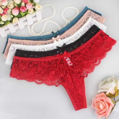 China Antibacterial Wholesale Soft Cotton T Back Girl Thong Panties Simple Thong With Lace for sale