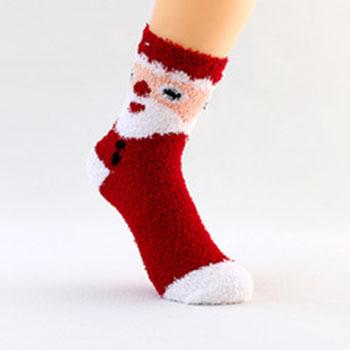 China 2022 Christmas Socks Cartoon Thick Coral Fleece Knitted Stocking Bulk Christmas Disposable Stockings For Women for sale