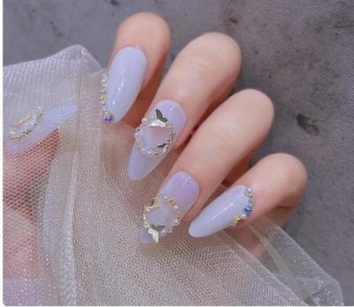 China New Shining Butterfly Nail Ornaments Zircon Diamond Japanese Deluxe Nail Metal Accessories for sale