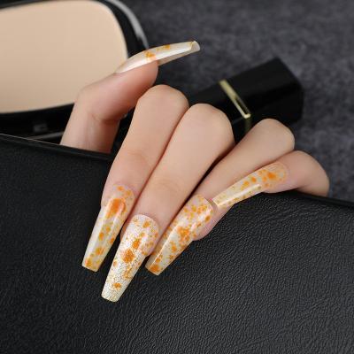 China Easy Wear 24 Pcs Long Ballet Tortoise Nail Wearable Split Nail Removable Artificial Nails for sale