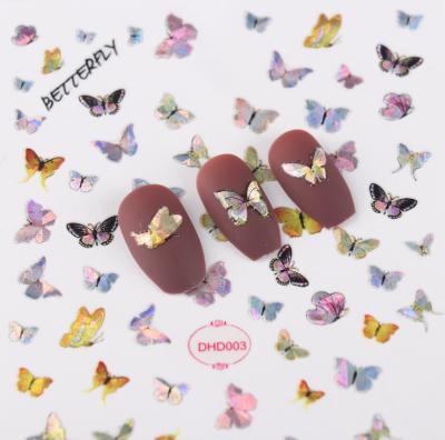 China 3D Finger Nail Beauty Stickers Colorful Cute Nail Cnail Butterfly Decoration Hot Stamping Stickers Large for sale