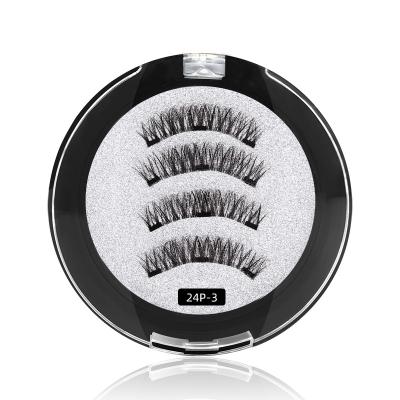 China Attractive False Eyelashes 3 Pairs of European Magnetic Glue Free 3D Eyelashes and American Magnetic False Eyelashes for sale