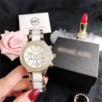 China Hot Sale Fashion M&K Women Ladies Stainless Steel Alloy Designer Watch Quartz Watch Day/Date for sale