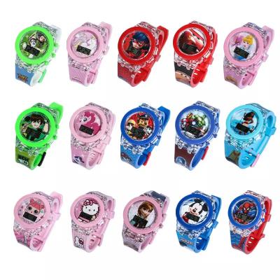 China LED Display Marvel Spider Man Iron Man Cartoon Children New Flip Projection Toys Digital Watch Factory Direct Sales Children Watch for sale