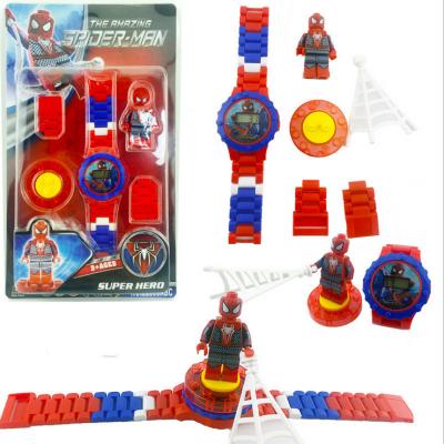 China LED Display Marvel Spider Man Iron Man Cartoon Children New Flip Projection Toys Digital Watch Factory Direct Sales Children Watch for sale