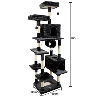 China Amazon Cat Furniture Sustainable Hot Sale Multilevel Condo With Bowl And Scratch Feeding Panel Cat Tree Cat Tower for sale