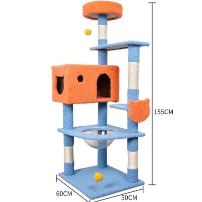 China Viable Amazon Basicse Cat Climbing Tower with Housing and Ladder Use for Indoor Cat Playing and Sleeping for sale