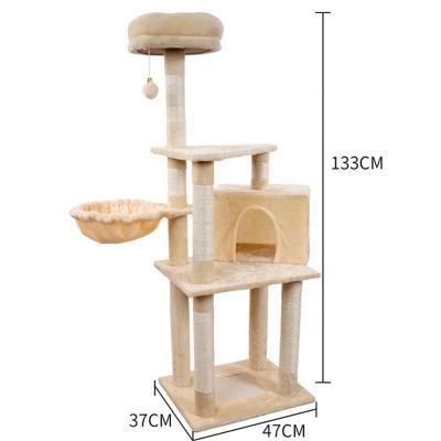 China Sustainable stable multi-level cat tree with hammock and scratch posts for kittens play and rest for sale