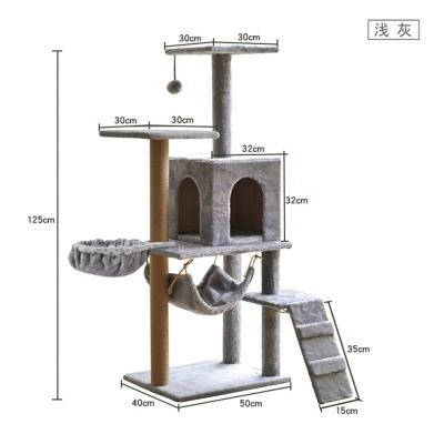 China Sustainable Activity Center Cat Tower Furniture with Shelter and Scratch Toy for Cat in Door Playing and Sleeping for sale