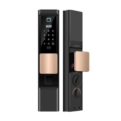 China Aluminum Alloy Wifi Fingerprint Door Handle Wireless Smart Keyless Digital Fingerprint Door Lock With App Control for sale