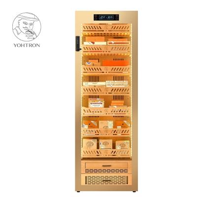 China Hotel 2300 Count High End Humidity Controlled Cigar Humidor Cabinet With Spanish Cedar Fridge for sale