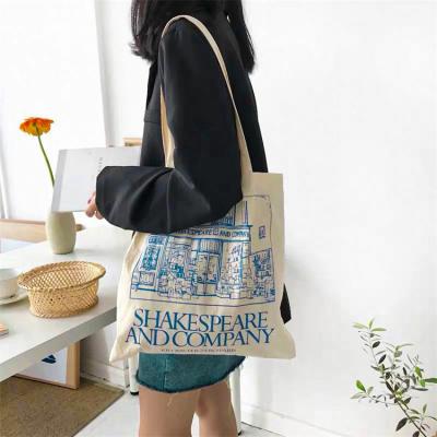 China Durable Custom Logo Size Women's Tote Bag Handling Shopping Cotton Canvas Bag Eco-Friendly Reusable Recycled for sale