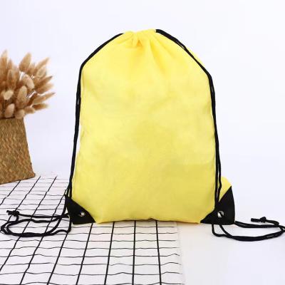 China Logo String Bag Full Color Durable Custom Small Backpack Recycled Waterproof 190t Polyester Cotton Drawstring Bag With Pocket for sale