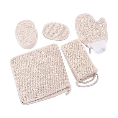 China All Natural Cotton Bath Scrubber Exfoliating Natural Linen And Cotton Scrubber Brush Close To Skin For Men And Women for sale