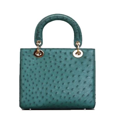 China Fashion branded style luxury quality genuine ostrich skin leather women fashion handbag ladies bags handbag for sale