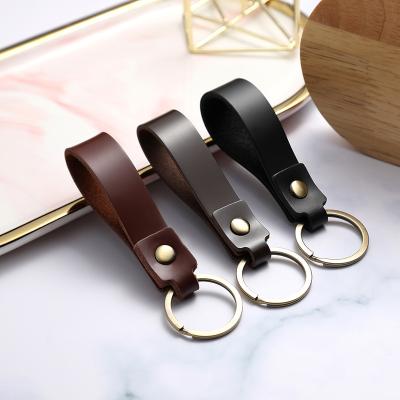 China Promotion Gifts Car Key Handmade Key Ring Genuine Leather Rope Car Key Chain Holder Accessories Business Gifts for sale