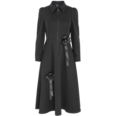 China 2022 Autumn French Lapel Fashion Women anti-static spring and temperament new big millimeter little black dress large size dress for sale