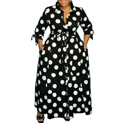 China 2022 New Style Polka Dot Dress Women Casual Women Office Anti-static Black Dresses for sale