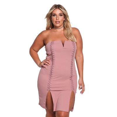 China 2022 New Summer Anti-Static Plus Size Women Dress Sexy Strapless Bodycon Dress Split Dress for sale