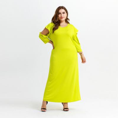 China Anti-static fashion solid color bright dress off the shoulder loose comfortable long skirt plus size dresses for fat women for sale