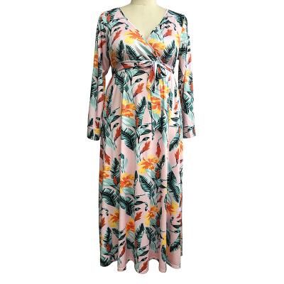 China High Quality Women Anti-Static Maxi Print Floor Length Dress Plus Size Summer Beach Chiffon Dress Dress for sale