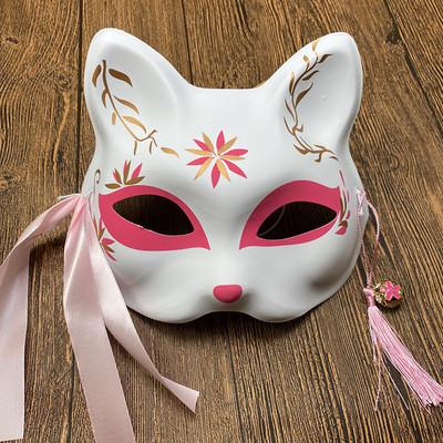 China 2021 Festival Celebration Hot Selling Halloween Hand Painted Cat The Nine-Tailed Fox Mask For Party Use for sale