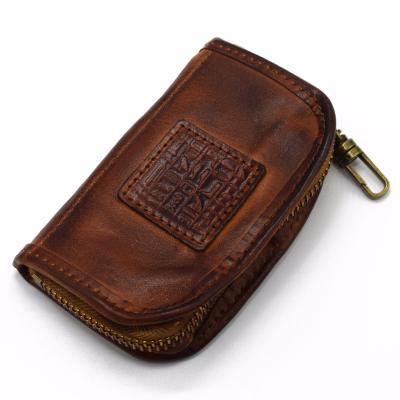 China Patent Leather 2021 New Fashion Style Men's Small Genuine Leather Japan Style Bag Car Key Pocket Storage Bag for sale