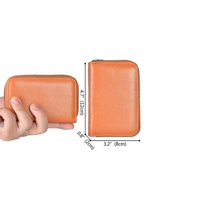 China 26 Slots Multifaction Slim Slim Genuine Leather Wallet Card Holder RFID Zipper Holder Credit Card for sale