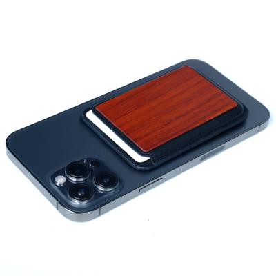 China Fashion magsaft phone card holder wood stick on RFID wallet mobile phone card holder card holder for sale